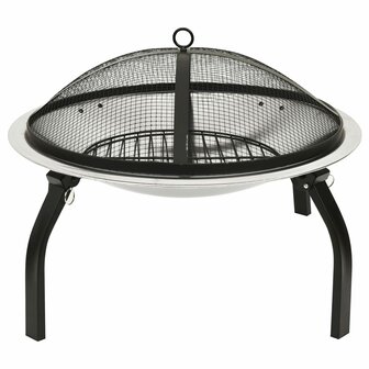 Vuurschaal en barbecue 2-in-1 met pook 56x56x49 cm rvs 3