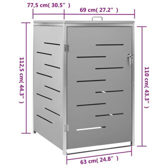 Containerberging enkel 69x77,5x112,5 cm roestvrij staal 12