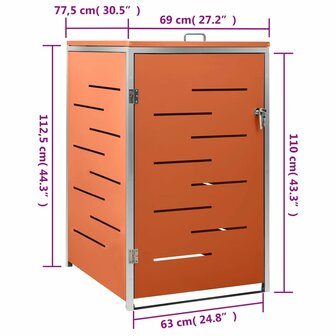 Containerberging enkel 69x77,5x112,5 cm roestvrij staal 12