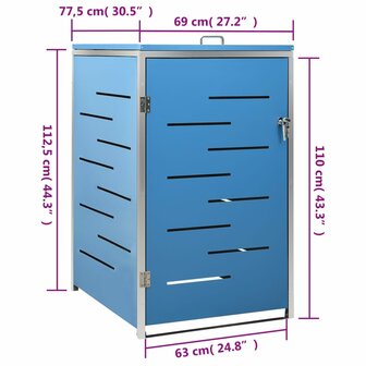 Containerberging enkel 69x77,5x112,5 cm roestvrij staal 12