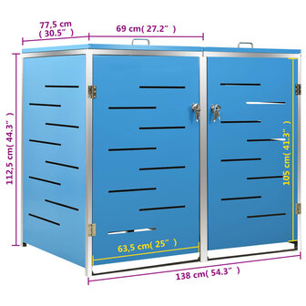 Containerberging dubbel 138x77,5x112,5 cm roestvrij staal 12