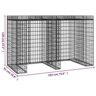 Schanskorf voor vuilnisbak 192x91x120 cm gegalvaniseerd ijzer 5