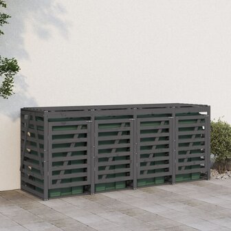 Containerberging viervoudig massief grenenhout grijs 3