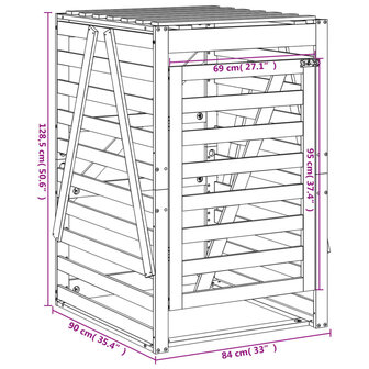 Containerberging 84x90x128,5 cm massief grenenhout grijs 12