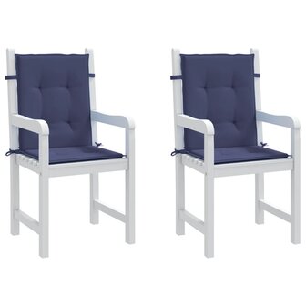 Stoelkussens 2 st lage rug stof marineblauw 3
