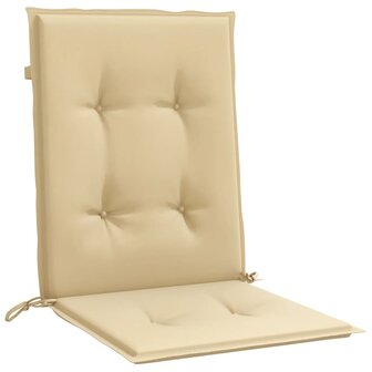 Stoelkussens 2 st lage rug 100x50x4 cm stof gem&ecirc;leerd beige 4