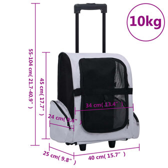Huisdierentrolley inklapbaar grijs 8