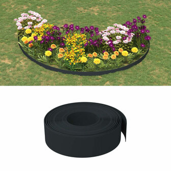 Tuinranden 2 st 10 m 15 cm polyetheen zwart 1