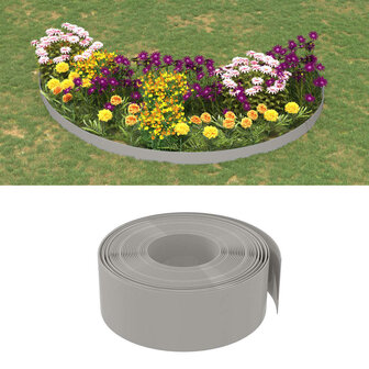 Tuinranden 2 st 10 m 20 cm polyetheen grijs 1