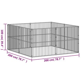 Hondenkennel 8 panelen gepoedercoat staal zwart 10