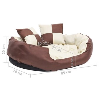 Hondenkussen omkeerbaar en wasbaar 85x70x20 cm bruin en cr&egrave;me 11