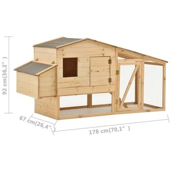 Kippenhok 178x67x92 cm massief grenenhout 7