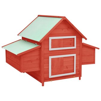 Kippenhok 152x96x110 cm massief vurenhout rood en wit 1