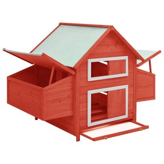 Kippenhok 152x96x110 cm massief vurenhout rood en wit 2