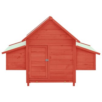 Kippenhok 152x96x110 cm massief vurenhout rood en wit 3