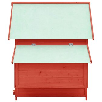 Kippenhok 152x96x110 cm massief vurenhout rood en wit 4