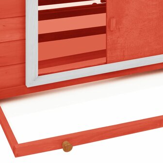 Kippenhok 152x96x110 cm massief vurenhout rood en wit 5