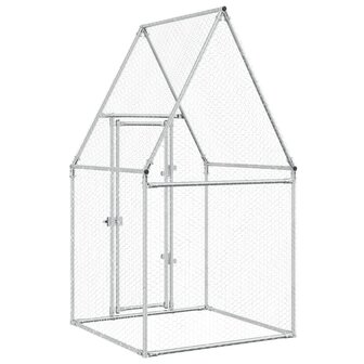 Kippenhok 100x100x190 cm gegalvaniseerd staal zilverkleurig 7