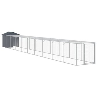 Kippenhok met ren 117x1017x123 cm staal antracietkleurig 2