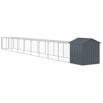Kippenhok met ren 117x1017x123 cm staal antracietkleurig 5