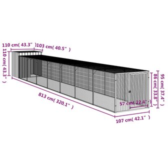 Kippenhok met ren 110x813x110 cm gegalvaniseerd staal antraciet 8