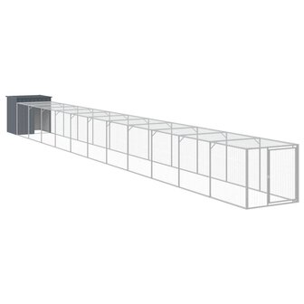 Kippenhok met ren 110x1221x110 cm staal antracietkleurig 2