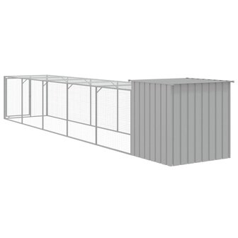 Kippenhok met ren 110x609x110 cm staal lichtgrijs 5