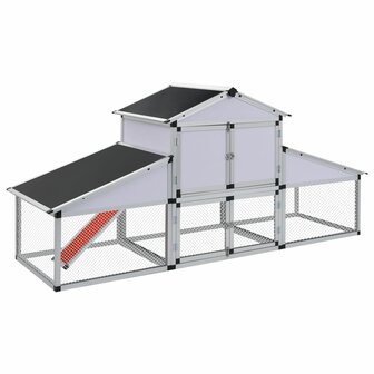 Kippenhok met ren en nestkast aluminium 1