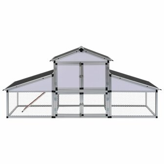 Kippenhok met ren en nestkast aluminium 2