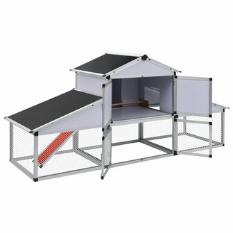 Kippenhok met ren en nestkast aluminium 3