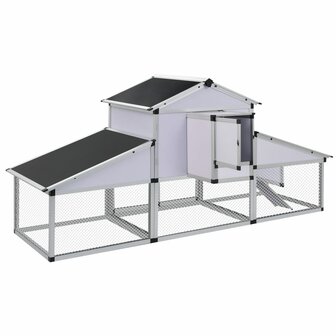 Kippenhok met ren en nestkast aluminium 4