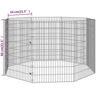 Konijnenkooi met 8 panelen 54x80 cm gegalvaniseerd ijzer 8