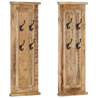 Kapstokken 2 st 38x100 cm massief mangohout 1
