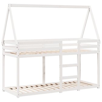 Stapelbed met bedhuis massief grenenhout wit 80x200 cm 2