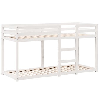 Stapelbed met bedhuis massief grenenhout wit 80x200 cm 7