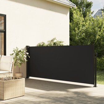 Windscherm uittrekbaar 120x600 cm zwart 1