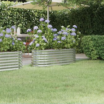 Plantenbak 114x40x36 cm gepoedercoat staal zilverkleurig 1