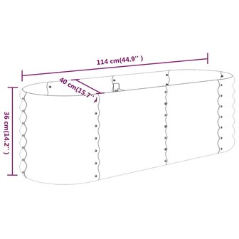 Plantenbak 114x40x36 cm gepoedercoat staal zilverkleurig 6