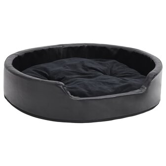 Hondenmand 79x70x19 cm pluche en kunstleer zwart 2
