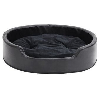 Hondenmand 79x70x19 cm pluche en kunstleer zwart 3