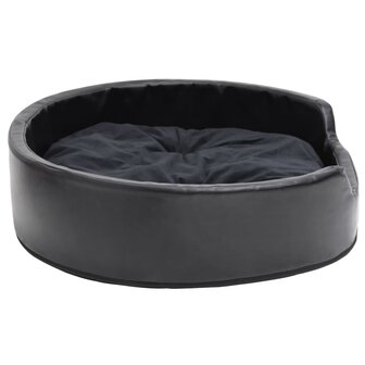 Hondenmand 79x70x19 cm pluche en kunstleer zwart 4