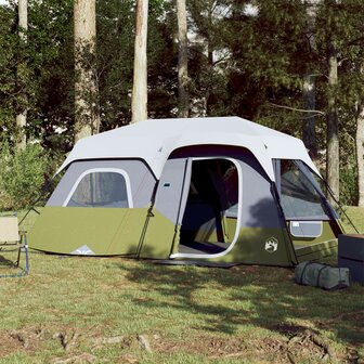 Tent 9-persoons waterdicht met LED lichtgroen 1