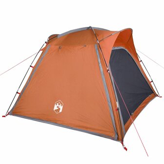 Tent 4-persoons waterdicht snelontgrendeling grijs en oranje 6