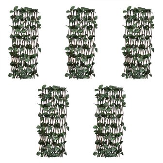 Tuinlatwerk 5 st met kunstbladeren 180x30 cm wilg 1