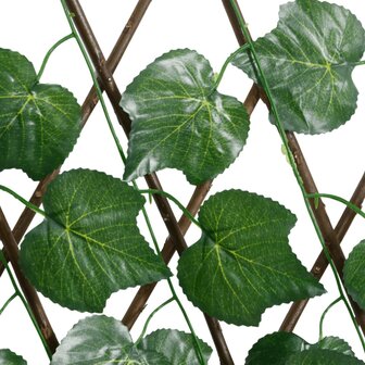 Kunstplant druivenblad op latwerk uittrekbaar 190x60 cm groen 6
