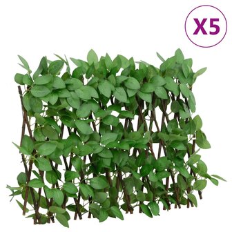 &nbsp;Kunstplant klimop op latwerk 5 st uittrekbaar 180x30 cm groen 1