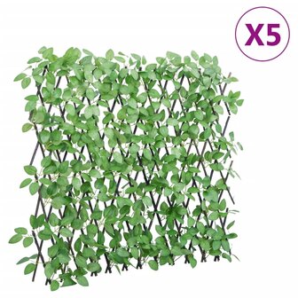 &nbsp;Kunstplant klimop op latwerk 5 st uittrekbaar 180x65 cm groen 1
