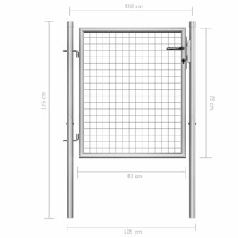 Poort 105x125 cm gegalvaniseerd staal zilverkleurig 5