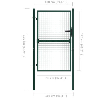 Poort 100x125 cm staal groen 5