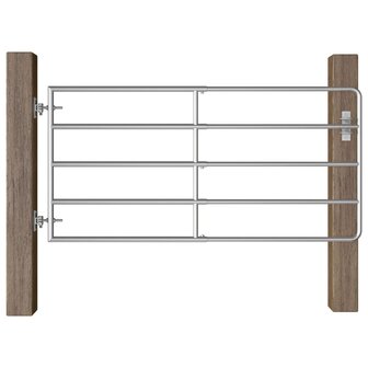 Poort met 5 stangen (95-170)x90 cm staal zilverkleurig 1